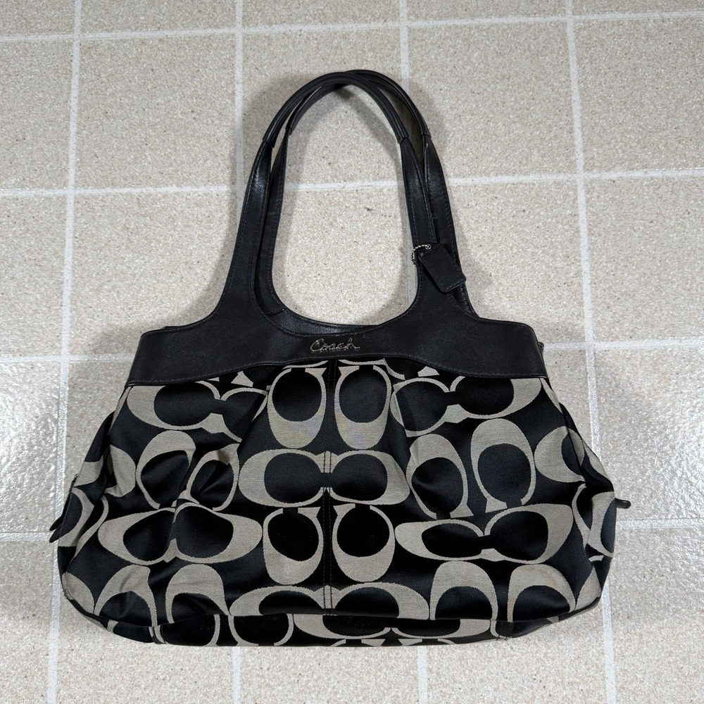 Vintage Y2K Coach Signature Lexi Shoulder Bag Black Grey